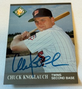lot 46B image: Chick Knoblauch Signed RC 1991 Fleer Ultra Prospects #382 On Card Rookie Minnesota Twins Baseball