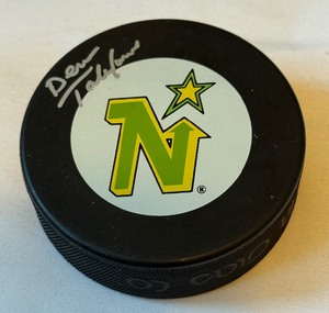 lot 51B image: Dean Talafous Signed Minnesota North Stars Hockey Puck