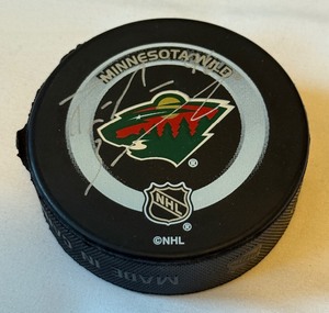 lot 52B image: Pierre-Marc Bouchard Signed Minnesota Wild Hockey Puck