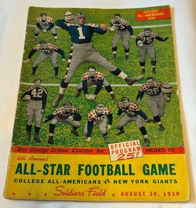 lot 5 image: 1939 All-Star Football Game Official Program College All-Americans vs. New York Giants at Soldiers Field August 30, 1939