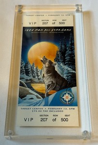 lot 13A image: 1994 NBA All-Star Game VIP Ticket - Encased Minneapolis, MN Target Center