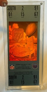 lot 14A image: Super Bowl XXV Ticket 1991 Encased Washington Redskins vs. Buffalo Bills Football