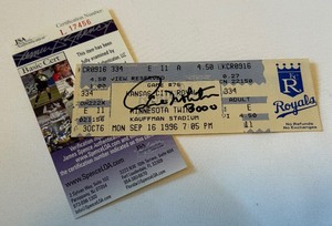 lot 16B image: Paul Molitor Signed Ticket Stub with JSA COA from 3,000th Hit Game - Minnesota Twins Baseball