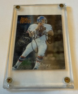 lot 28B image: John Elway Signed 1996 Pinnacle Selet Certified Edition Silver Spirals On-Card Auto Football Card