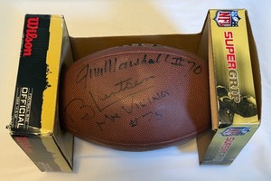 lot 54B image: Jim Marshall and Bob Lurtsema Signed Wilson Official NFL Football Minnesota Vikings