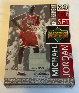 lot 62B image: Michael Jordan Factory Sealed 23 Card Uppe Deck Retirement Set Chicago Bulls Basketball