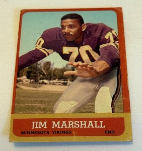 lot 63B image: Jim Marshall RC 1963 Topps #107 Vintage Rookie Minnesota Vikings Football Card