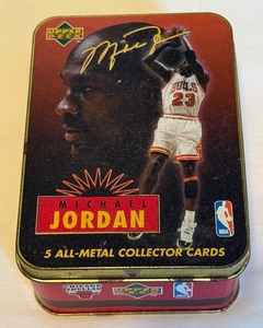 lot 67B image: Michael Jordan 5 All-Metal Collector Card Set Upper Deck 1996 Basketball