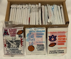 lot 129A image: (34) Packs Coca Cola Collegiate Collection Cards - Alabama, Auburn, North Carolina, Arizona State, NC State