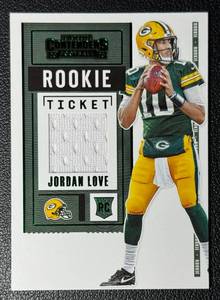 lot 156A image: NFL Packers Jordan Love RC Swatch - 2020 Panini Contenders