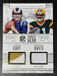 lot 157A image: NFL Packers Trevor DavisJared Goff Dual RC Patch 25 - 2016 NT Rookie Gear