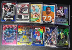 lot 159A image: 10-Card Misc. NFL Star RC Parallel and AutoSwatch Lot (2 vintage too)