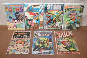 lot 145 image: Lot of 7 Vintage Comic Books Including Superman, Hulk, Archie, and More