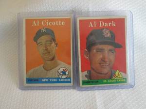 lot 225 image: 1958 Topps Al Cicotte & Al Dark Car...
