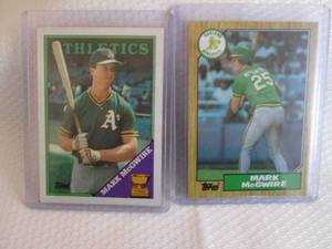 lot 236 image: 1987 & 1988 Topps Mark McGwire Card...
