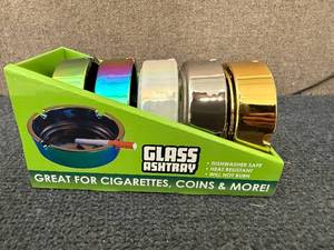lot 80 image: 5 Plated Glass Ashtrays