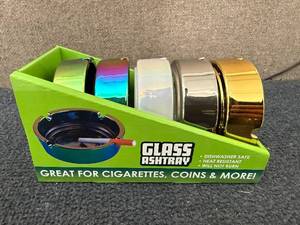 lot 81 image: 5 Plated Glass Ashtrays