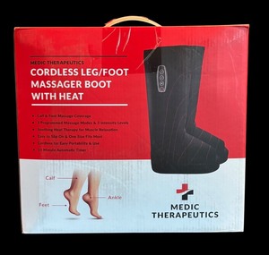 lot 167R image: LR - Medic Therapeutics Cordless Leg and Foot Massager Boot with Heat