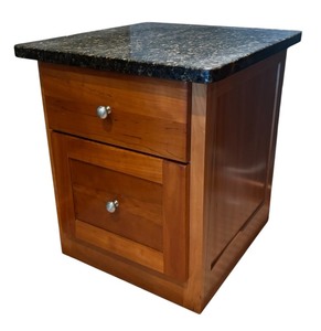 lot 222R image: O - Cherry Wood File Cabinet with Granite Top