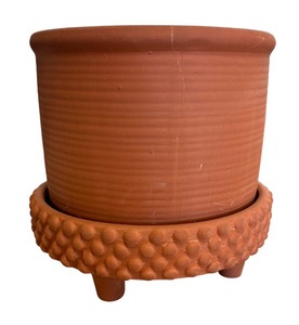 lot 226R image: G - Terra-Cotta Planter Pot with Raised Base and Textured Rim