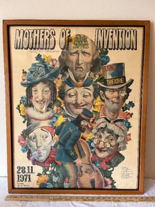 lot 5U image: Framed 1971 Frank Zappa Mothers of Invention Concert Poster