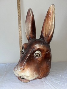 lot 10U image: Large Vintage Papier-Mache Rabbit Mask with Tall Ears