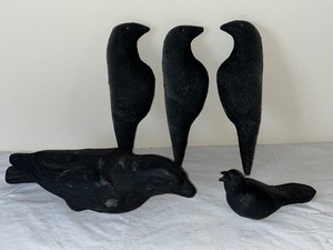 lot 23U image: Set of 5 Vintage Black Crow and Bird Decoys
