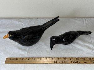 lot 25U image: Pair of Black Ceramic Bird Figurines