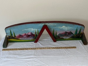 lot 30U image: Hand-Painted Double-Sided Wooden piece with Landscape and Golf Scenes