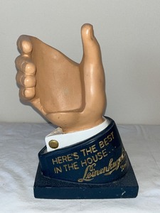lot 32U image: Leinenkugels Beer Vintage Bar Display Thumb Hand Statue