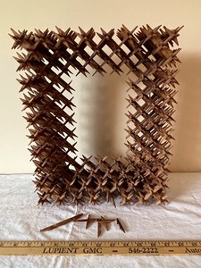 lot 36U image: Vintage Wooden Tramp Art Picture Frame with Layered Chip Carving