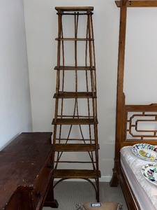 lot 63U image: Antique Five-Tier Wood Corner Etagere Shelf Stand