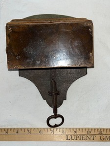 lot 66U image: Antique Wood Desk Clamp Drawer with Green Felt and Brass Pull