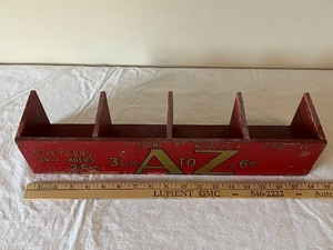 lot 69U image: Vintage Red Wooden A to Z Letter Organizer Rack