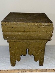 lot 72U image: Antique Primitive Wooden Stool with Painted Patina