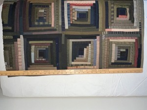 lot 73U image: Log Cabin Style Handmade Quilt with Patchwork and Patterned Backing