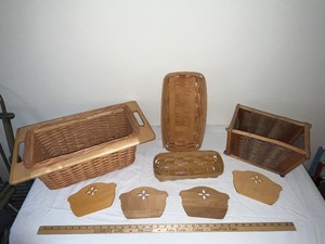 lot 82U image: Longaberger and Rustic Wooden Basket Collection with Wood Inserts