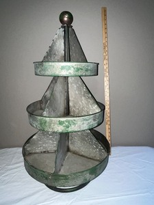 lot 154U image: Tiered Metal Display Stand with Green Patina Finish