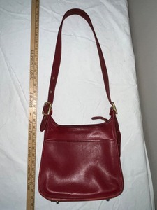 lot 167U image: Coach Red Leather Shoulder Bag, Model 9966, with Adjustable Strap