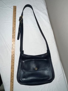 lot 168U image: Coach Navy Leather Shoulder Bag with Adjustable Strap