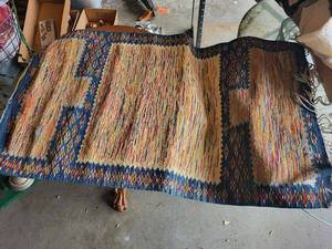 lot 31G image: Handmade Woven Rug with Colorful Pattern and Fringe