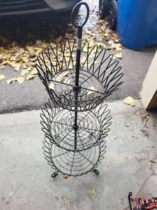 lot 39G image: Three-Tier Metal Wire Basket Stand