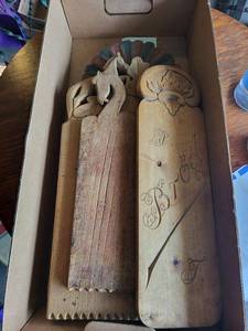 lot 104G image: Antique Carved Wooden Bread Boards Including Scandinavian