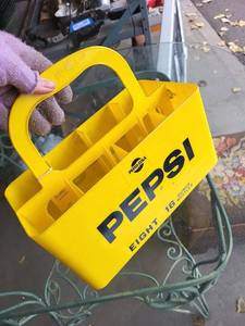 lot 110G image: Vintage Pepsi 8 Pint Bottle Carrier Yellow Plastic