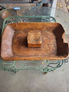 lot 115G image: Antique Rustic Wooden Dough Bowl
