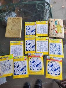 lot 117G image: Vintage Aunt Marthas Embroidery Transfers & Ezy-Mag Magnifier Lot