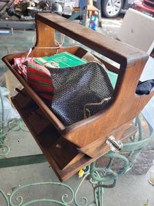 lot 144G image: Vintage Wooden Sewing Caddy with Drawers