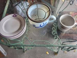 lot 175G image: Vintage BPOE Plates, Bachelor Outfit Mug, Thompson Cup