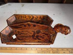 lot 11G image: Vintage Wooden Letter Holder with Carved Handle