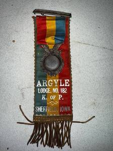 lot 15G image: Vintage Knights of Pythias Ribbon Argyle Lodge No. 182 Sheffield Iowa